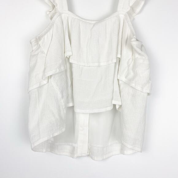 American Eagle Flutter Sleeve Button Up Blouse Cropped Ruffle Womens Size XS - Picture 9 of 12